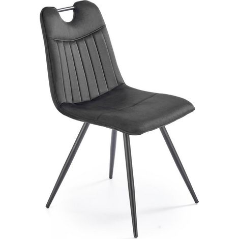 Chaise design métal et velours noir Selar (1/5)