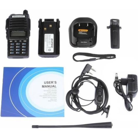 Talkie-Walkie - Radio FM VHF UHF - Double Bande - Double PTT - Affichage LCD - Veille Longue Durée - Portée Étendue - 1 Pièce (1/4)
