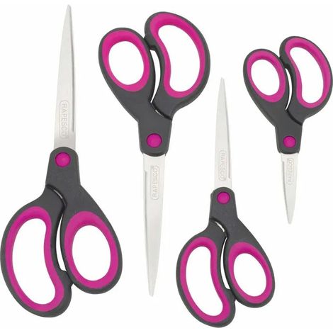 Set de tijeras Rapesco 4 unidades mango suave acero