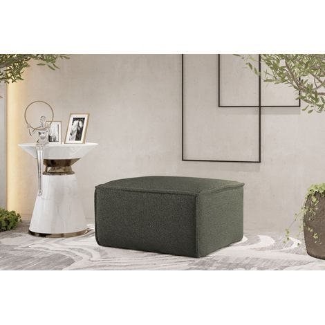 Polsterhocker Designerhocker CELES PREMIUM 65x65 cm Stoff Ascot Bukla Moosgrün (1/3)