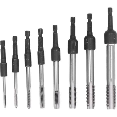 Jeu de 16 douilles de taraudage, mandrin de taraudage allongé pour machine, tige hexagonale 1/4 po, outils à main en acier (1/5)