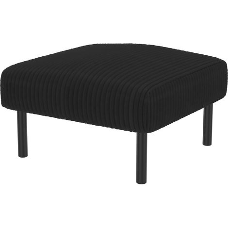 CHICFURN Puf 56 x 51 x 39 cm en tejido acanalado negro, asiento y reposapiés para espacios pequeños (1/5)