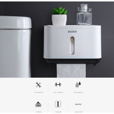 Distributeur de papier essuie-tout mural Ecoco, distributeur de papier essuie-tout sans mandrin pour salle de bain, distributeur de sacs poubelle, distributeur d'extraction de papier pour la maison (1/2)