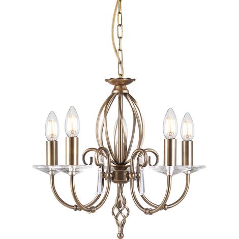 Lampadario Aegean ottone anticato cristallo 5xE14 (1/4)