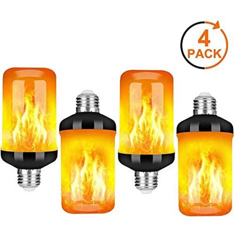 Ortviai Ampoules LED Flamme 4 Modes E27 – 4 pièces, effet flamme réaliste, lumière chaude 1400K, 5 W (1/5)