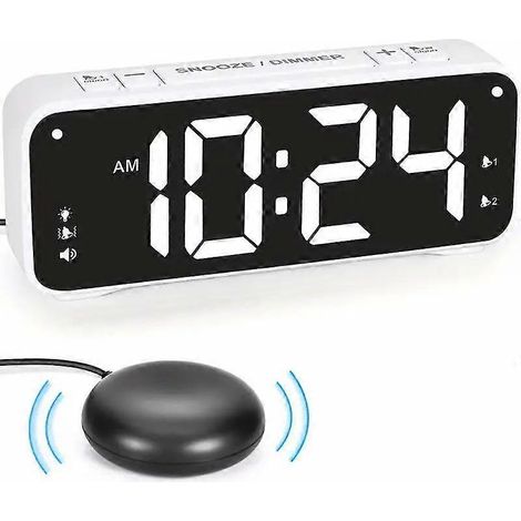 HONORNIC - Réveil puissant pour adultes au sommeil profond, double réveil avec vibreur de lit, pour chambres, écran de 16,5 cm (1/5)