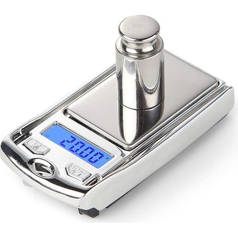 Mini balance de précision numérique 0,01 g à 200 g, format poche avec capot de protection, design compact en forme de clé de voiture, écran LCD, pour bijoux et petits objets, argent (1/5)