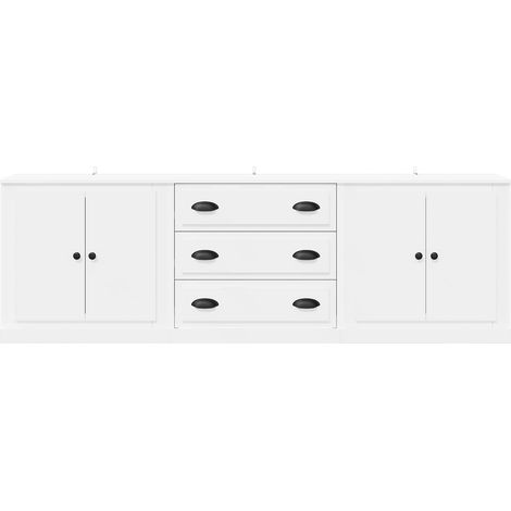 Maison Exclusive - Credenze 3 pz Bianco in Legno Multistrato (1/5)
