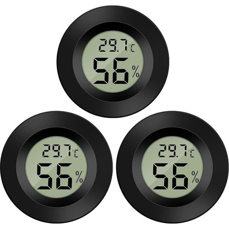 3 Stück Mini-Digital-LCD-Thermometer-Hygrometer, tragbar, Temperatur- und Feuchtigkeitsanzeige, Thermoindikator für Büro, Küche, Humidore, (1/5)