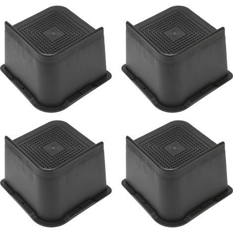 4-teiliges Set L-förmiger, rutschfester Bettfüße, Möbelerhöhungen für Stühle, Schreibtische, Sofas und Tische – Schwarz, 10,2 cm (1/5)