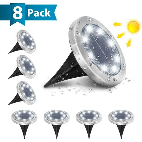 8-Pack Solar Floor Lamp with 8 LEDs, IP65 Waterproof, Outdoor Lighting, Ideal for Gardens and Lawns, 6000K (1/5)
