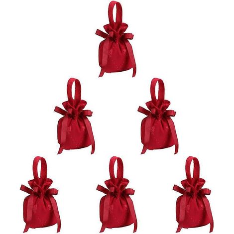 Lot de 6 sachets à cordon pour bonbons, bijoux, cadeaux de mariage ou autres fêtes (1/5)