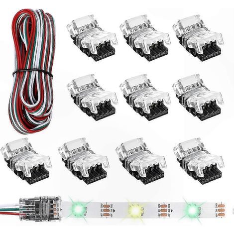 Verstellbarer 3-poliger LED-Stecker, 11er-Pack, 10-mm-Anschluss für RGB-Streifen mit IC-Chips (1/5)