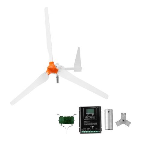 Éolienne 24 V 1500 W Kit Générateur Éolien Contrôleur Éolien-solaire,pour Camping-car,Bateau,Maison,Ferme,Synchrone Triphasé AC à Aimants Permanents Stable,avec 3 Pales,Mât Non Inclus (1/3)
