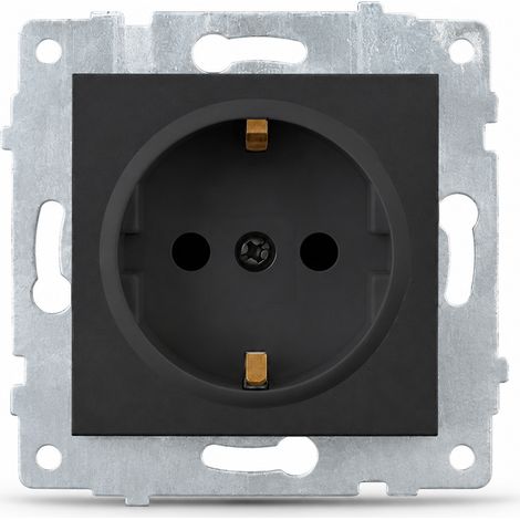 Module prise type F encastrable 80 mm 16A noir (1/5)