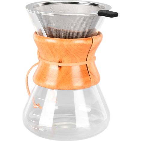 Kaffeekanne aus Glas, Wasserkocher für Filterkaffee, schlichtes Design und hitzebeständig, mit Edelstahl-Kaffeefilter für Kaffeeliebhaber, 600 ml (1/5)