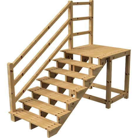 MILANO Außentreppe 7 Stufen H122 cm - Podest L116 x B120 cm - Treppengeländer links - Podestgeländer links