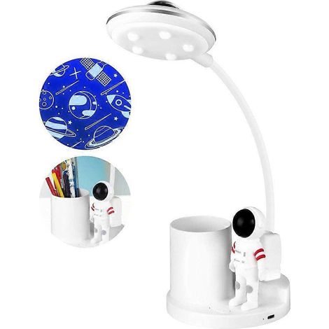Weiße LED-Schreibtischlampe für Kinder, batteriebetriebene Schreibtischlampe (1/4)