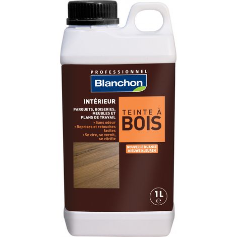 Blanchon – Teinte à bois gris lin 1L – Aqua-polyuréthane sans odeur – Facile d'application pour grandes surfaces – Rendement 15 m²/L/couche (1/3)