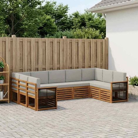 vidaXL Ecksofa Set mit Kissen 7 pcs Natürlich und Hellgrau (1/5)