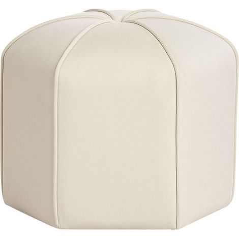 Pouf Rond de Chambre Salon Moderne Repose-Pieds en Velours Beige Clair Wishek (1/5)