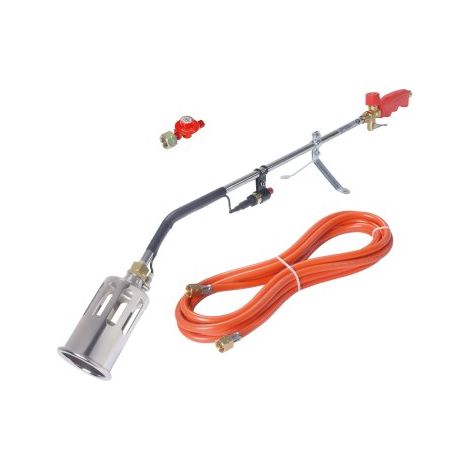 Rothenberger – Désherbeur thermique gaz avec tuyau 5m – Allumage piezo – Poignée ergonomique – Lance coudée 35° pour application ciblée