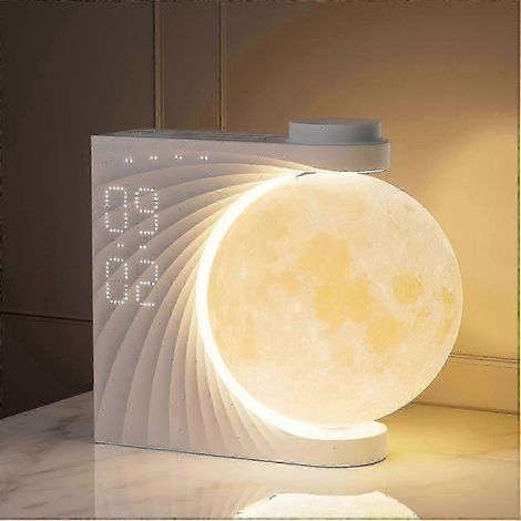 Réveil clair de lune, 2 alarmes, clair de lune RVB 8 couleurs, 10 effets sonores naturels, 3 niveaux de luminosité. (1/5)