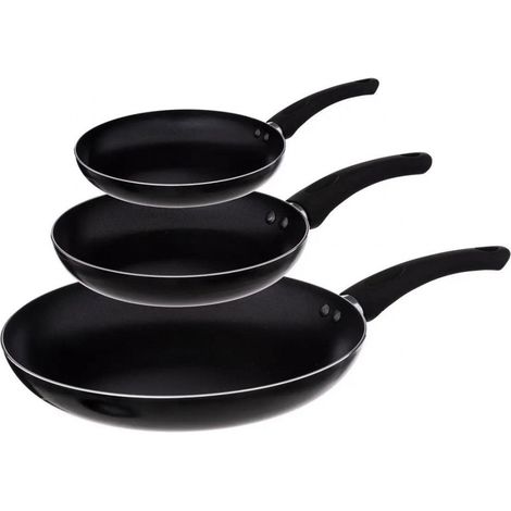 Set de 3 Casseroles en Aluminium Noir de 20, 24 et 28 cm – Idéal pour Cuisine Quotidienne (1/3)