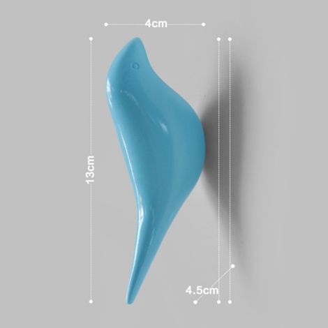 Gancio appendiabiti 3D a forma di uccellino decorativo (azzurro chiaro)