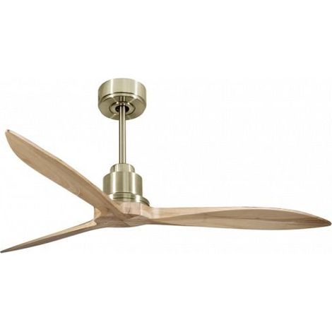 Tenerife - Super destratificateur et ventilateur DC 132 cm  Laiton pales bois clair  sans Lumière 25 à 35 m²