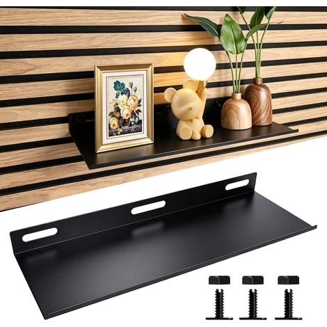 Étagère murale en métal noir pour panneaux acoustiques, 40 x 15 cm, sans perçage, accessoires, panneaux acoustiques, étagère murale pour salon, chambre à coucher, bureau, cuisine (1/5)