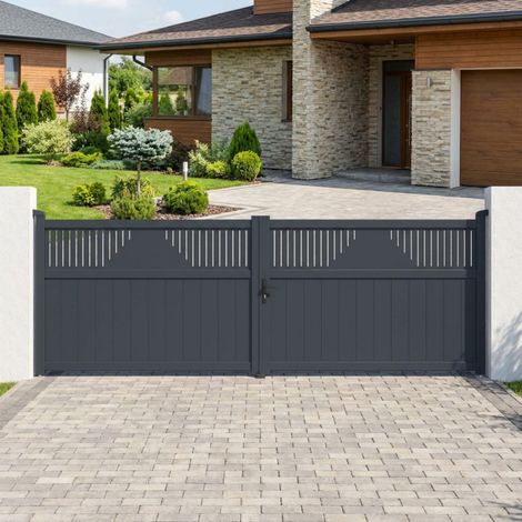 Portail battant aluminium 400x140 cm anthracite motorisable (1/5)