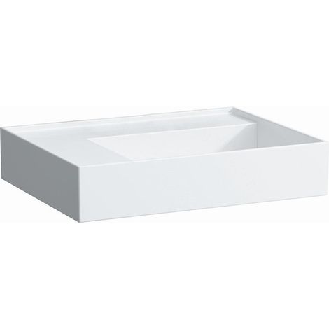 Lavabo KARTELL 600 x 460 mm, étagère à gauche sans trop-plein, sans trou pour robinet blanc LAUFEN