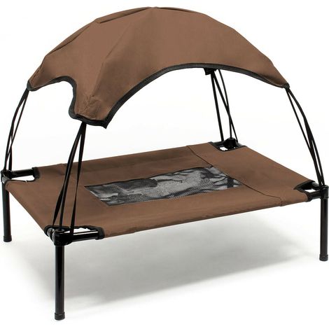 Tumbona para perros 122 cm 30 kg cama elevada protección solar XL relax marrón 160000528