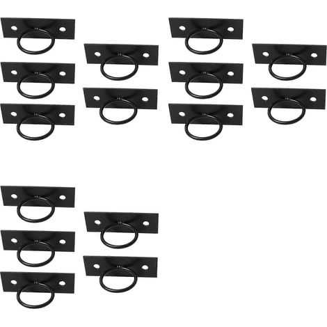 Lot de 15 supports de corde décoratifs noirs en forme d'anneau pour clôture, escalier, terrasse, rambarde, fixation murale ou crochet de plafond (1/5)