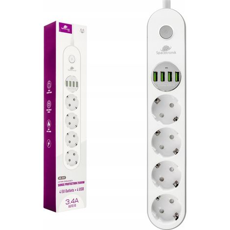 Spacetronik SR-203 Steckdosenleiste con 4 connettori USB (1/5)