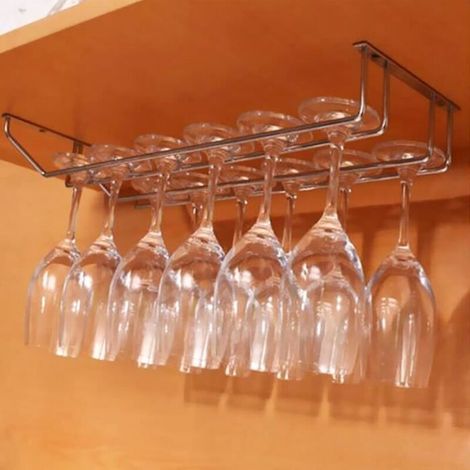 Porte-verre à vin - EJ.life - J13395 - Acier inoxydable 304 - Double rangée 35 cm - Charge max 20 kg