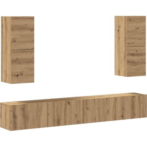 Maison Exclusive - Set Mobile TV 4 pz Montato a Parete Rovere in Legno Multistrato