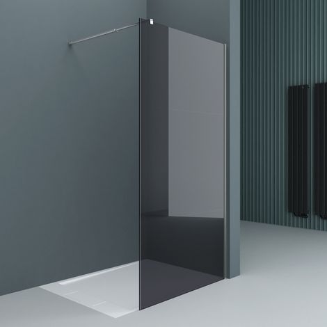 doporro® Box Doccia Walk-In 120x200cm, Parete Doccia Anticalcare in Vetro Grigio da 10mm con Braccio Sostegno Telescopico in Acciaio BRAM3 Bremen02VG (1/5)