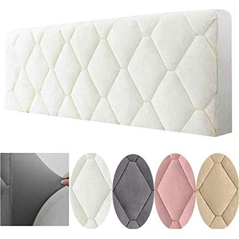 Housse de tête de lit, adaptée aux lits simples et doubles, rembourrée et élastique, couleur unie, très décorative, blanc cassé, 160 cm