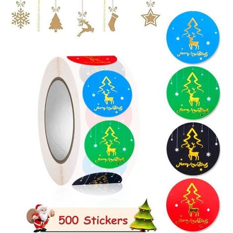 Weihnachtsaufkleber - Nicht spezifiziert - Runde Etiketten - 500 Stück - 2,5 cm - Kraftpapier