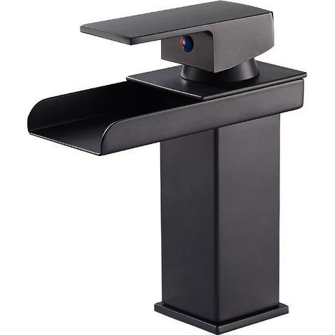 Cascade de Robinet de lavabo de salle de bain, mitigeur de lavabo en à une poignée, robinet d'évier de vasque monotrou Robinet de salle de bain eau chaude et froide (1/5)