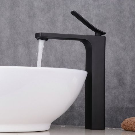 Armatur für Aufsatzbecken, Mattschwarz, 1-Loch-Armatur, schlichtes Design (1/5)