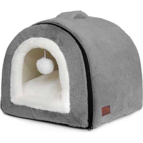 Lit pour chat d'intérieur - Niche pliable - Fond antidérapant et résistant à l'eau - Maison pour chats ou petits chiens d'intérieur - Tente pour chaton, lit pour lapin - Lit 2 en 1 (gris foncé (1/5)
