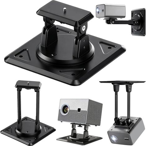 CEWROM Support mural 3 en 1 pour projecteur rotatif à 360 °, support réglable multi-angle, compatible avec un raccord fileté de 1/4", pour plafond, mur et table (1/5)