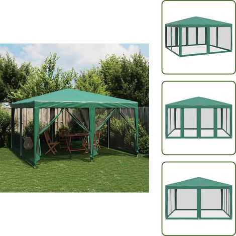 Tente de fête avec 8 parois latérales en maille vert 4x4 m PEHD - Tente De Fête - Tentes De Fête - Tente - Tente De Gazebo (1/5)