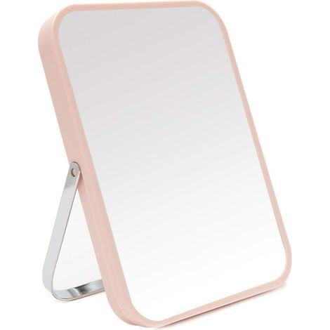 Folding Table Mirror 20x15cm Metal Stand 90° Rotation ABS Glass for Office Bathroom Travel (1/5)