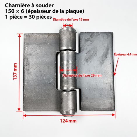 Lot de 30 charnières à souder 6x150 mm en acier laminé à froid pour porte en fer et benne 6 150 30 13 × 13 × 0,45 cm 1 kg – Livraison gratuite
