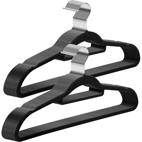 30 cintres en velours, design slim antidérapant, cintres noir pour vêtements délicats, rangement gain de place dans penderie (1/5)