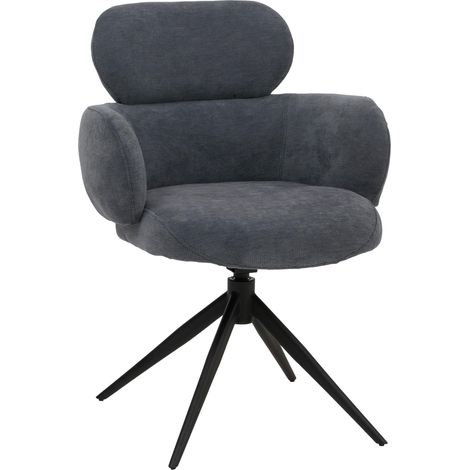 [NEUWERTIG] Esszimmerstuhl HHG-259, Küchenstuhl Polsterstuhl, drehbar Auto-Return, Stoff (310g/m²) Chenille Öko-Tex grau-blau